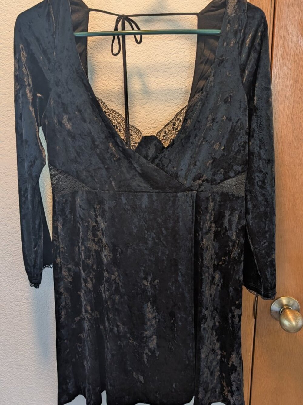Free People Black Velvet KAT Mini Dress M